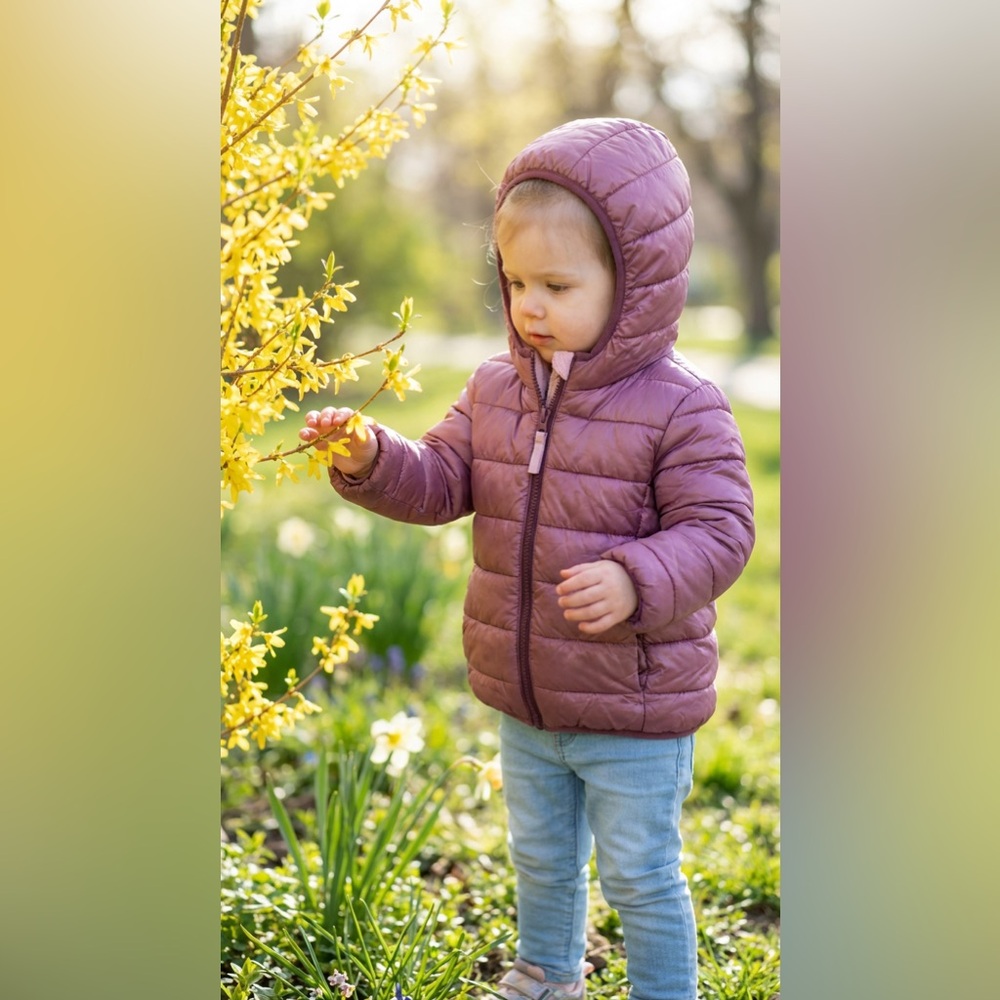Toddler Girl Purple Puffer Jacket 2T Cat & Jack Lightweight Spring Coat